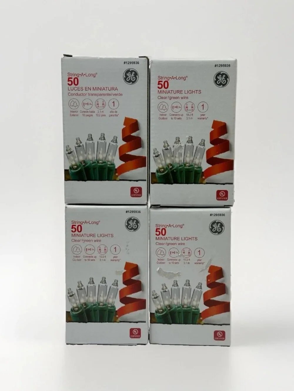 🎄 NEW - 4 Boxes - GE String-A-Long 50 miniature clear LIGHTS 🎄